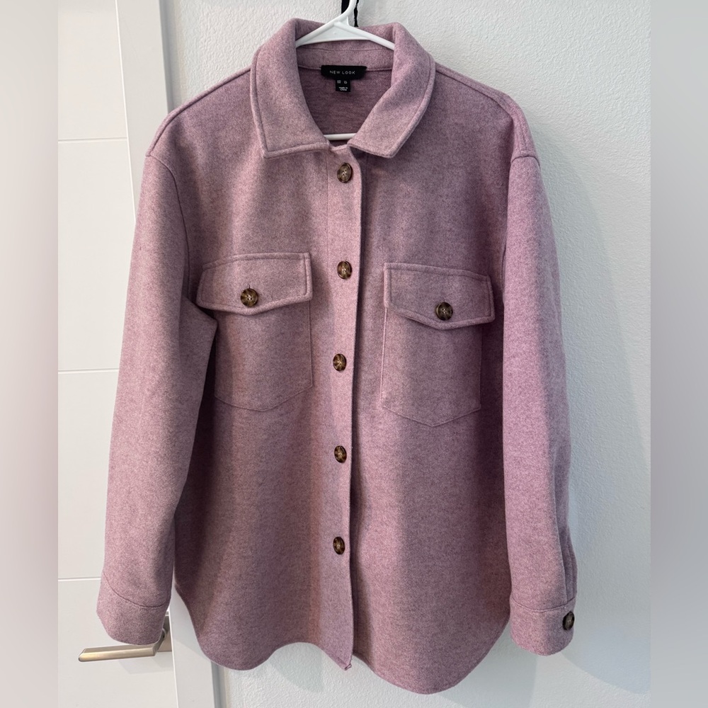 Mauve Button Up Shirt Jacket With Front Pockets S… - image 4